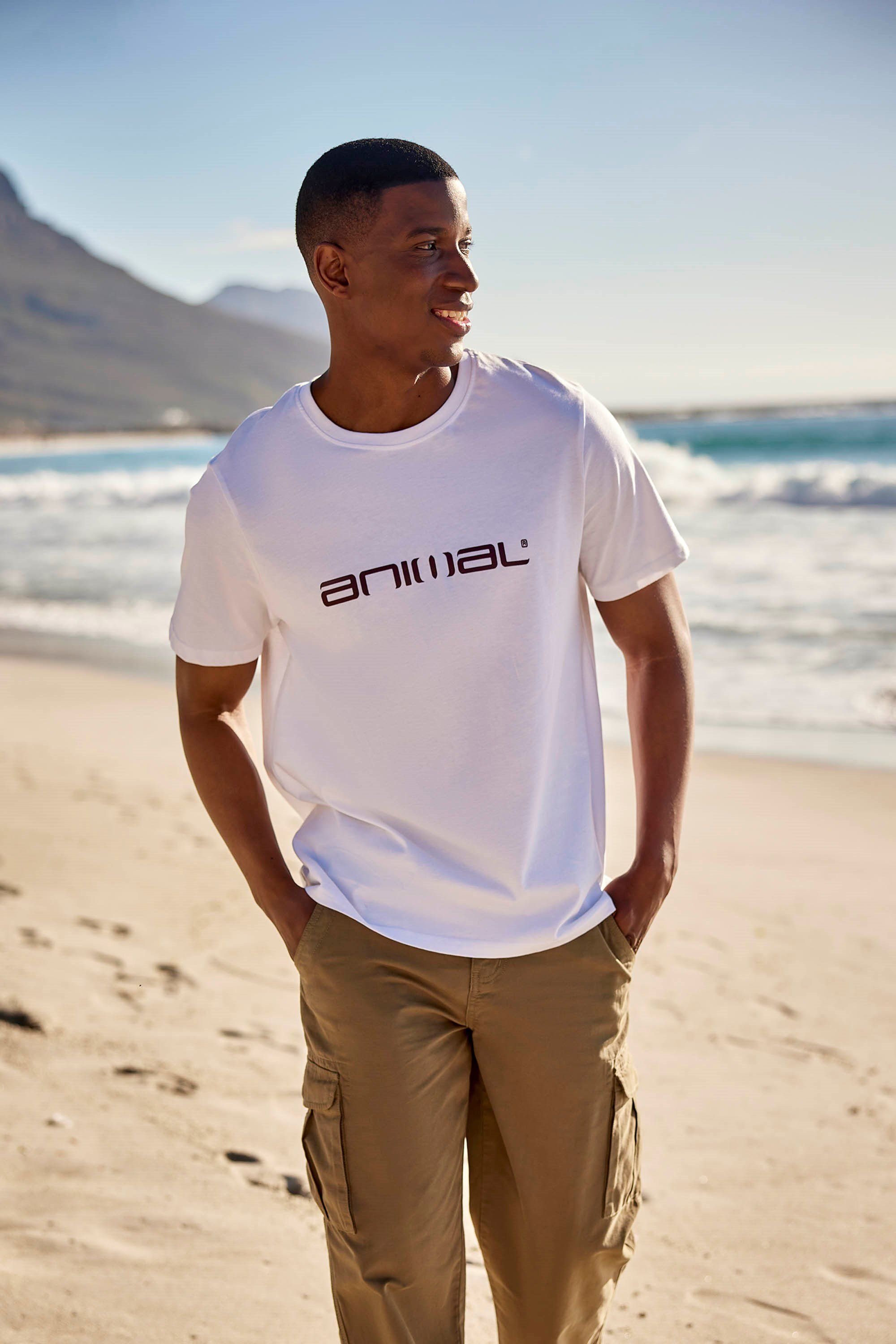 Animal Animal Men's 'Classico' Lightweight Breathable Soft Short Sleeve Cotton T-Shirt in White - 3