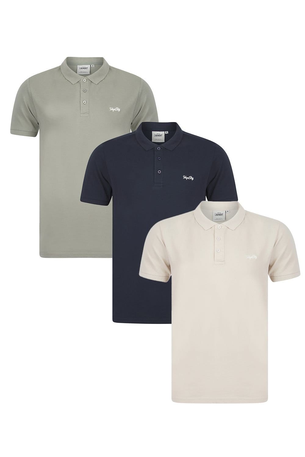 Tokyo Laundry Men's 3-Pack Embroidered Logo Polo Shirt in Navy