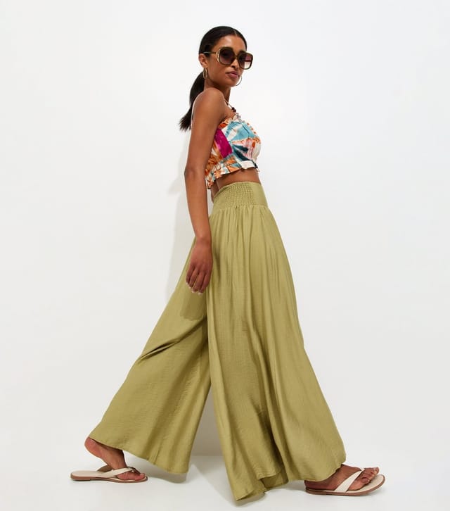 New Look Women's Light Khaki Wide Leg Palazzo Trousers New Look - 3