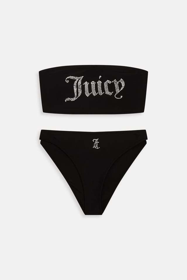 Juicy Couture Juicy Couture Women's Bandeau Bikini Set With Diamante Black - 2