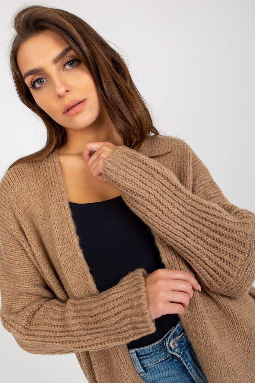 Love Lace Love Lace Women's Open Cardigan Wide Sleeves Back Print in Brown