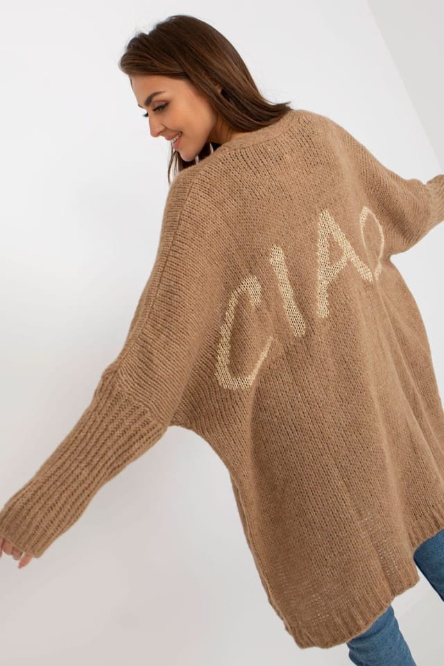 Love Lace Love Lace Women's Open Cardigan Wide Sleeves Back Print in Brown - 2