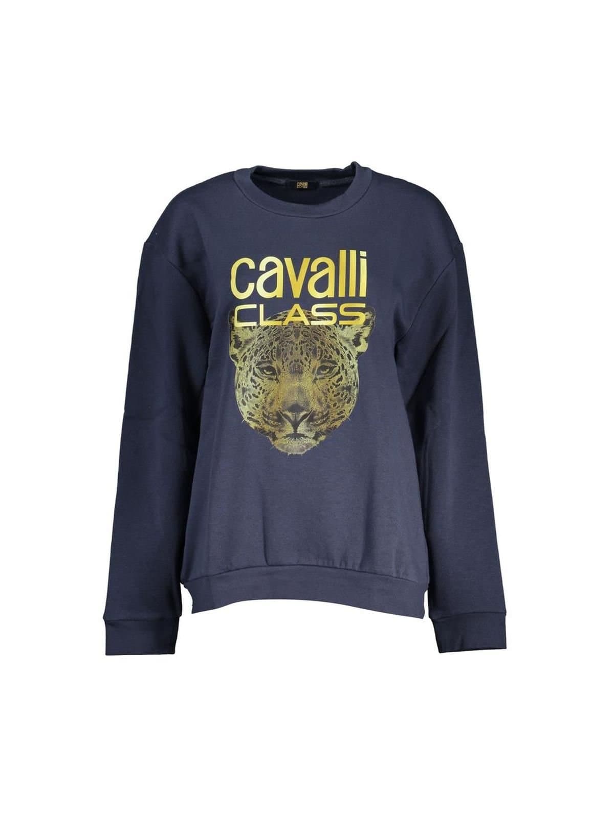Cavalli Class Cavalli Class Women's Long Sleeve Fleece Sweatshirt with Printed Logo in Blue