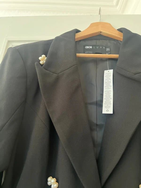 ASOS ASOS Luxe Embellished Black Blazer UK 12