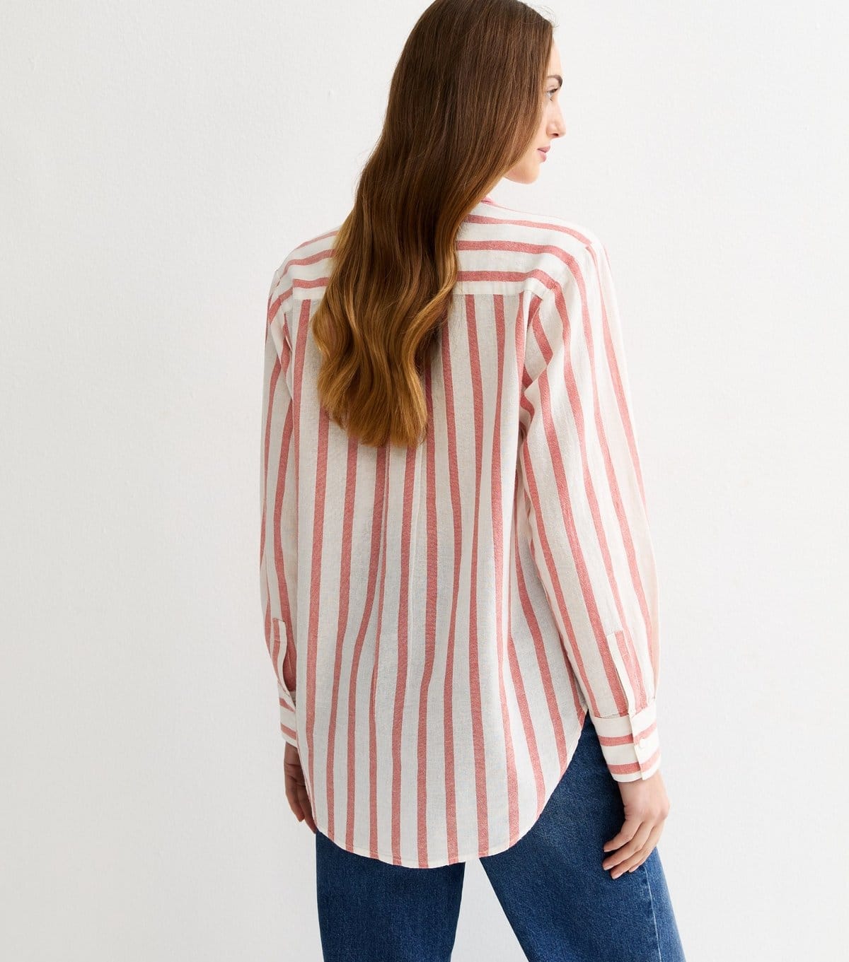 New Look Women's Tall Pink Cotton Striped Long Sleeve Shirt New Look - 4