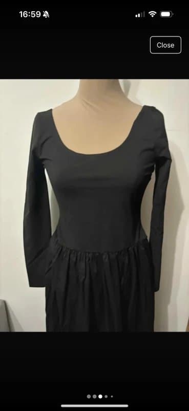 ASOS Design long sleeve hybrid midi dress in black plain minimalist size 10