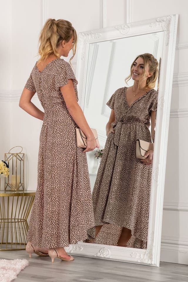 Jolie Moi Jolie Moi Women's Selina Wrap Dip Hem Dress in Pink - 2