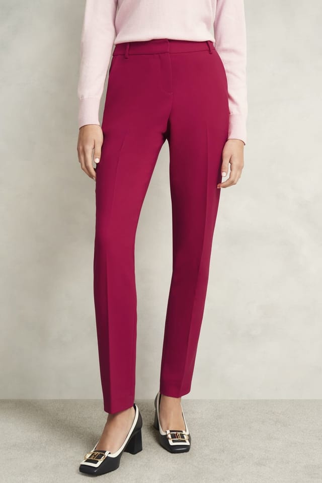 Hobbs London Hobbs London Women's Mid Rise Tailored Trouser in Cerise - 3