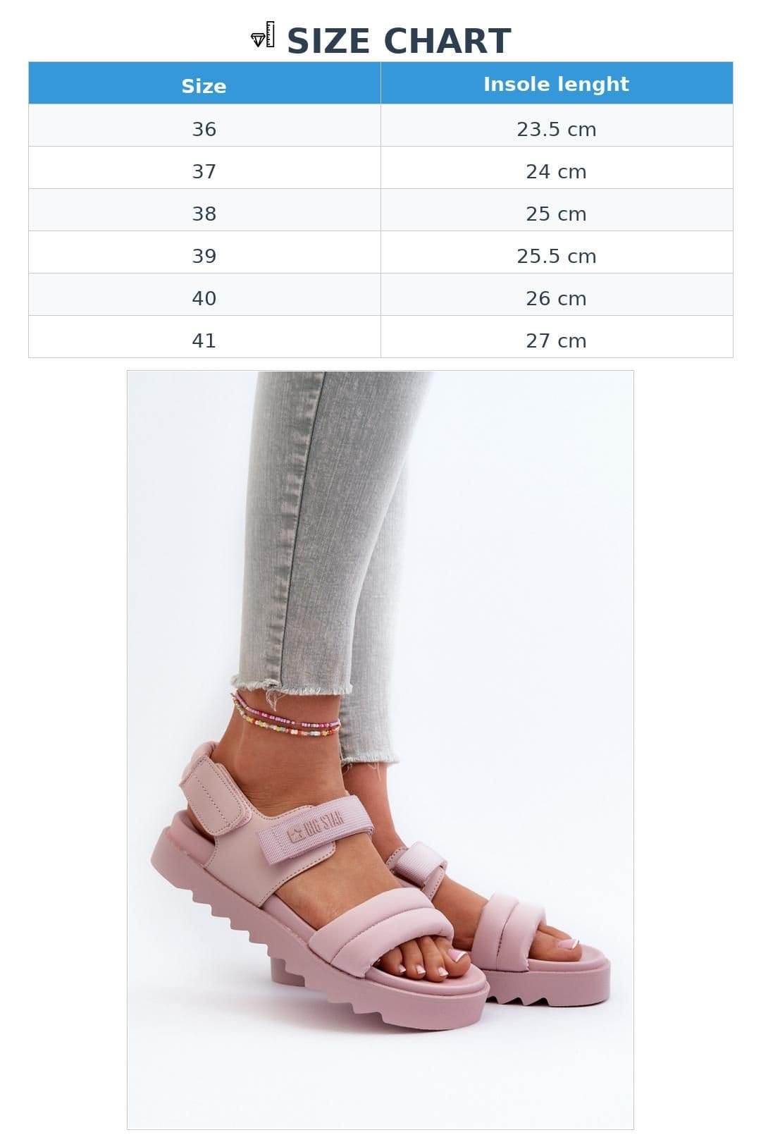 Love Lace Love Lace Women's Big Star Platform Velcro Sandals for Comfortable Summer Steps in Pink - 4