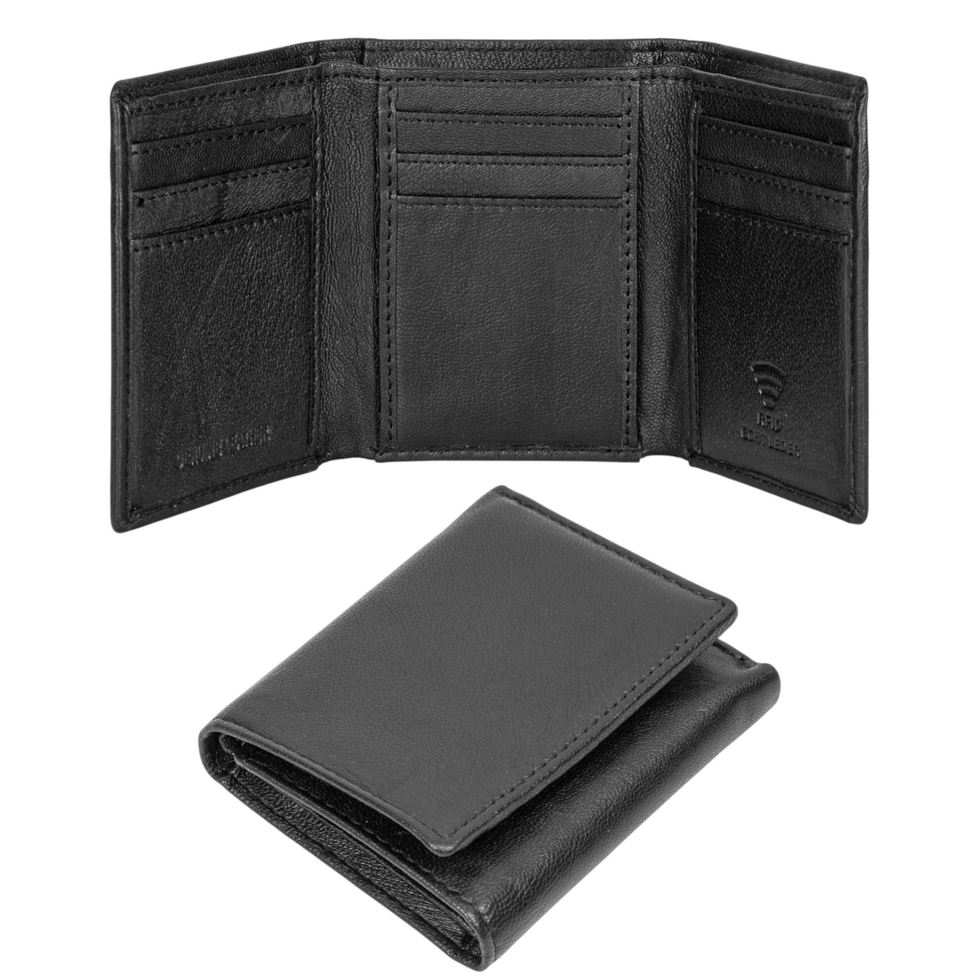 Woodland Leathers Woodland Leathers Men's Men's Genuine Leather RFID Trifold Wallet in Black
