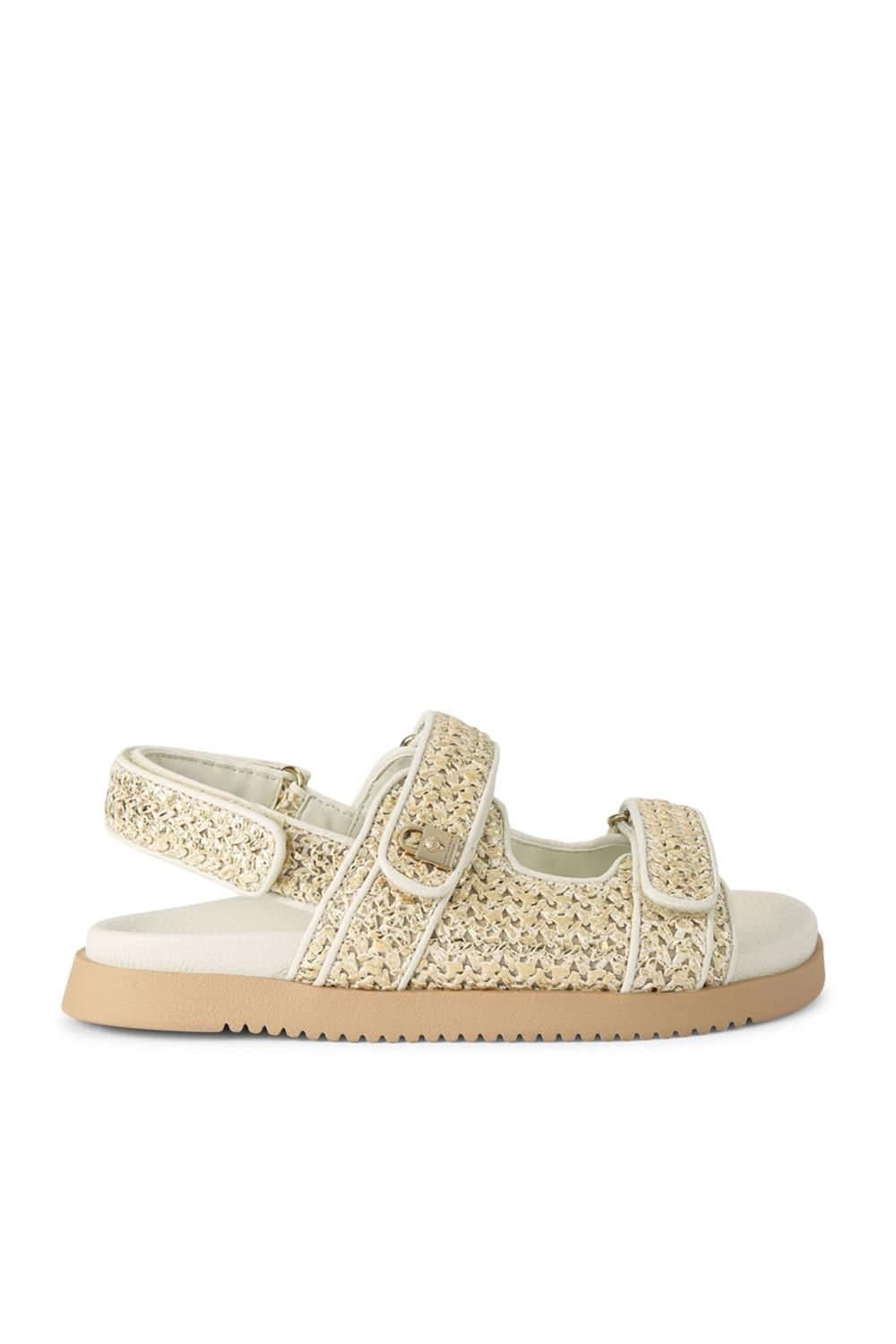 Kurt Geiger London Kurt Geiger London Women's 'Kgl Brixton Lock Sandal' Fabric Sandals in Gold