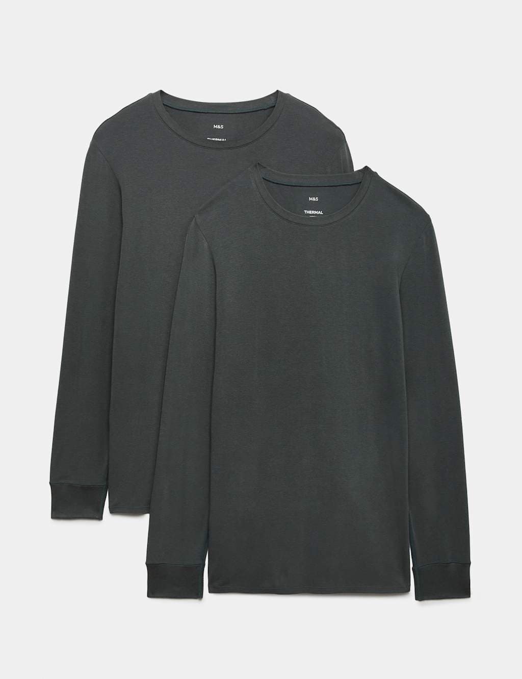 Marks & Spencer M&S 2 Pack Heatgen™ Light Thermal Long Sleeve Tops Cedar