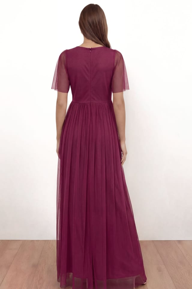 Anaya with Love Anaya with Love Women's Twist Detail Short Sleeve Maxi Dress in Cerise - 2