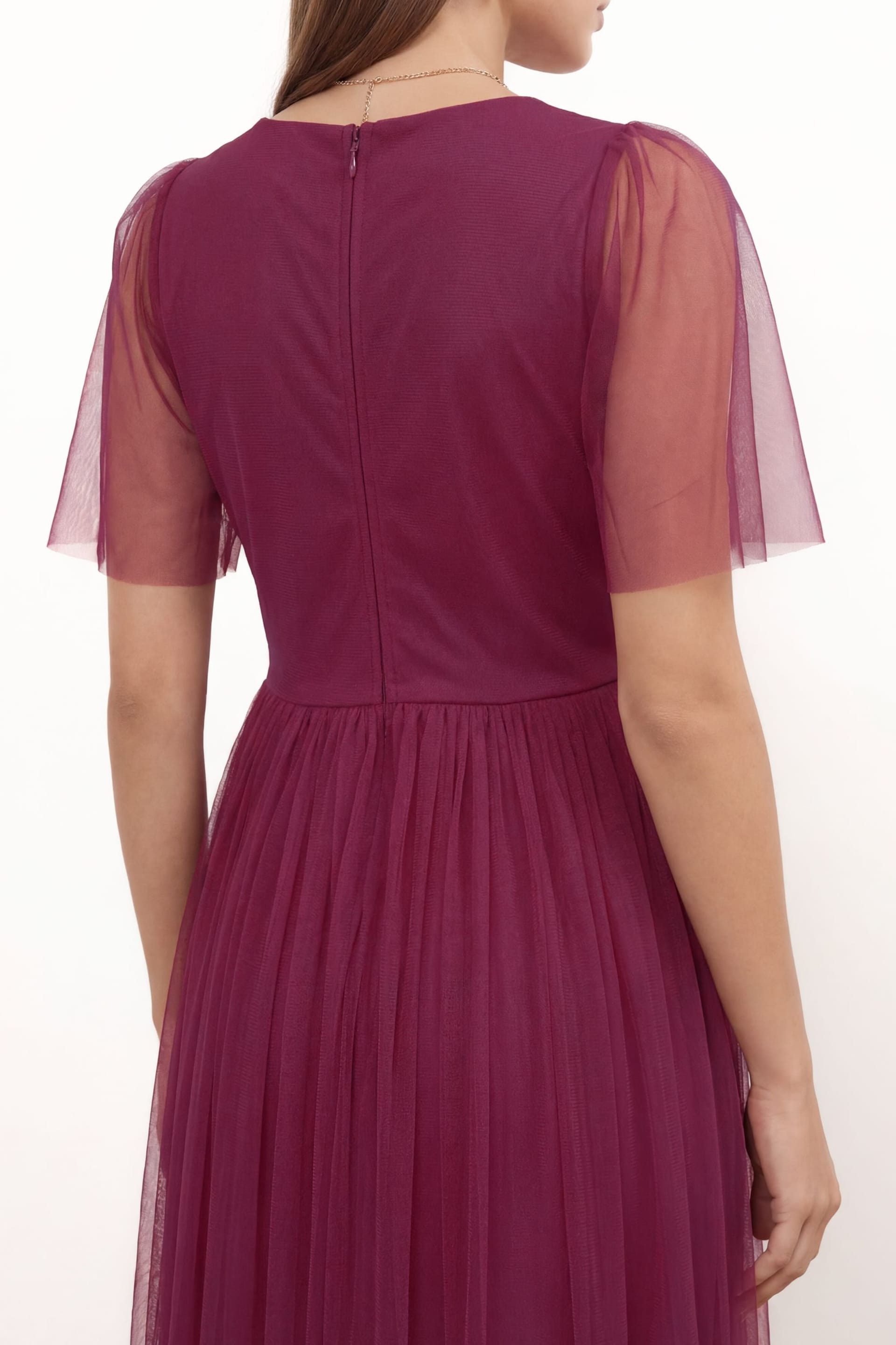 Anaya with Love Anaya with Love Women's Twist Detail Short Sleeve Maxi Dress in Cerise - 4