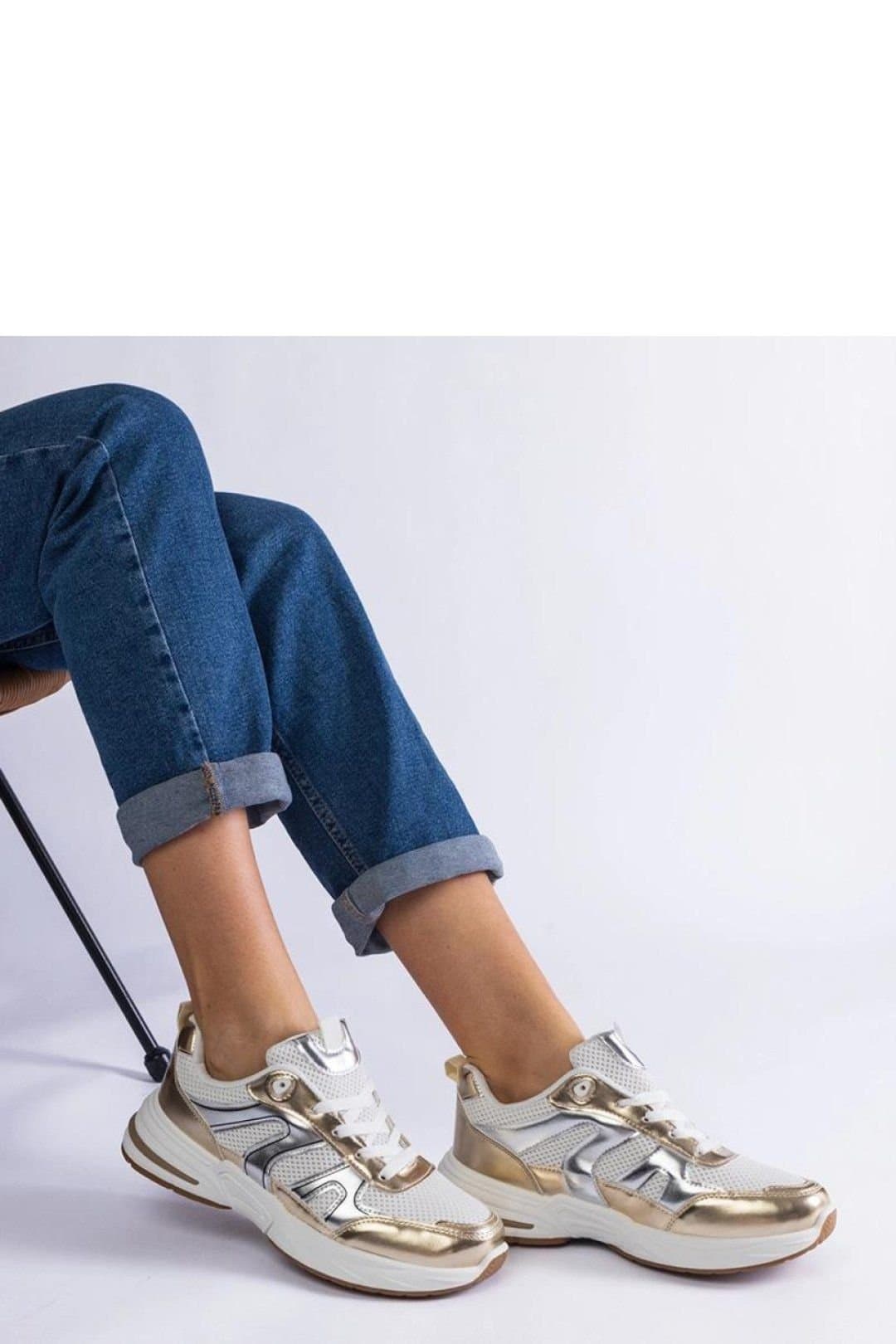 Love Lace Love Lace Women's Elegant Gold Insert Low Cut Sports Sneakers with Lace Up in White