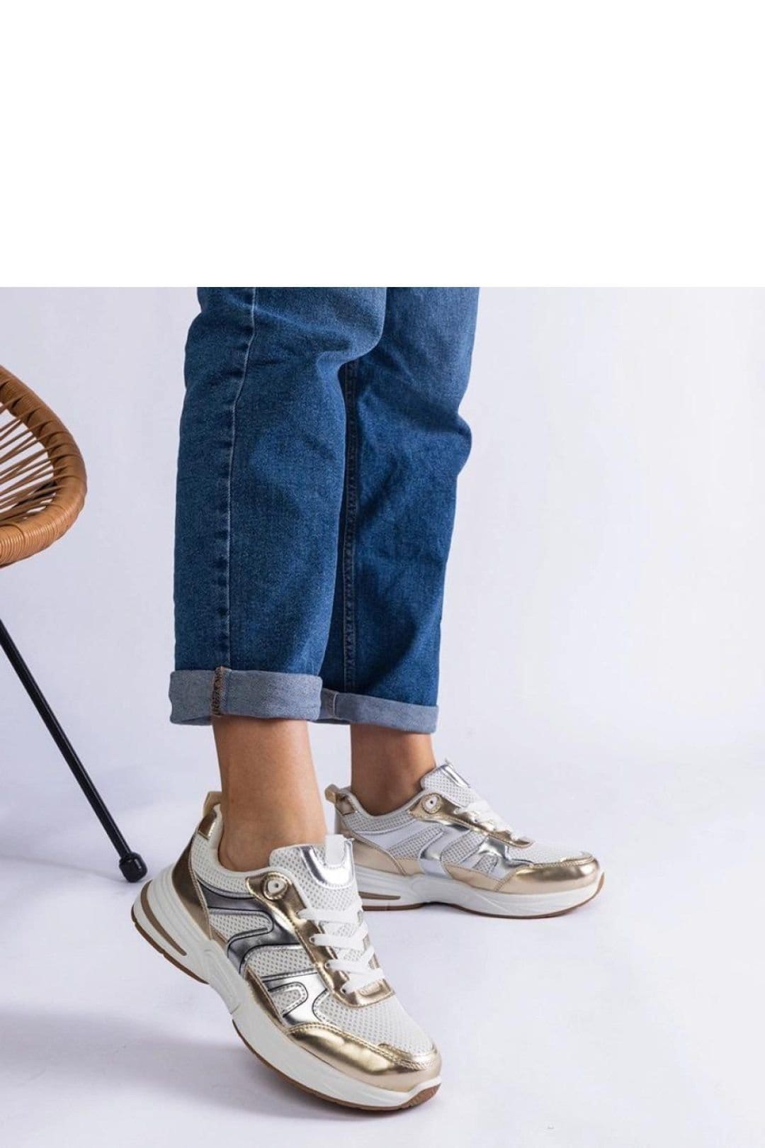 Love Lace Love Lace Women's Elegant Gold Insert Low Cut Sports Sneakers with Lace Up in White - 4