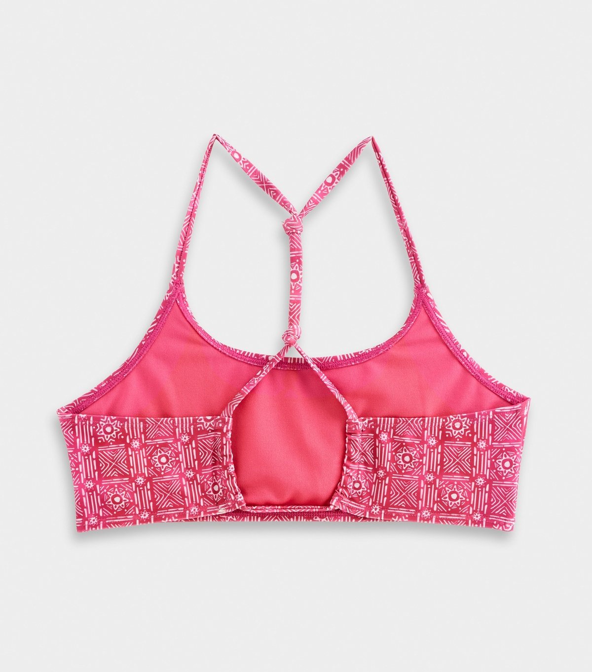 New Look Girls' Dark Pink Tile Pattern Back Detail Crop Top Bikini and Bottoms Set New Look - 2