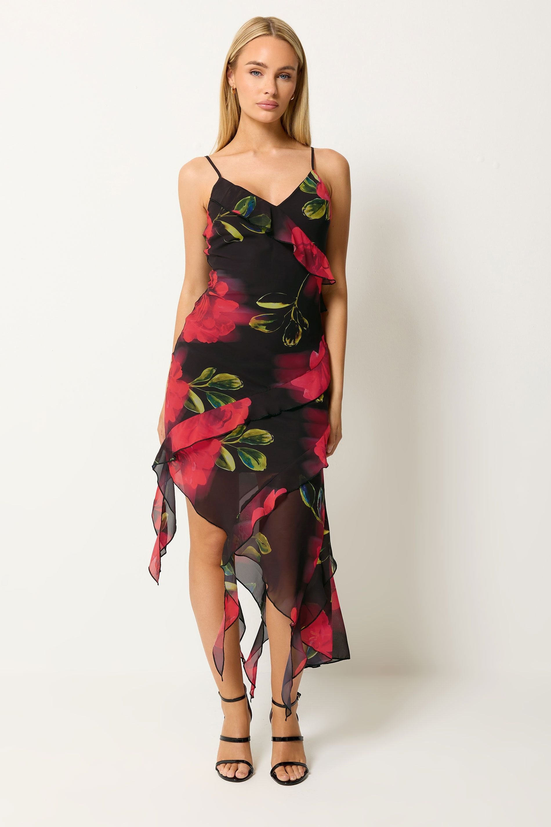 Star By Julien Macdonald Star by Julien Macdonald Women's Floral Ruffle Midi Dress in Black - 3