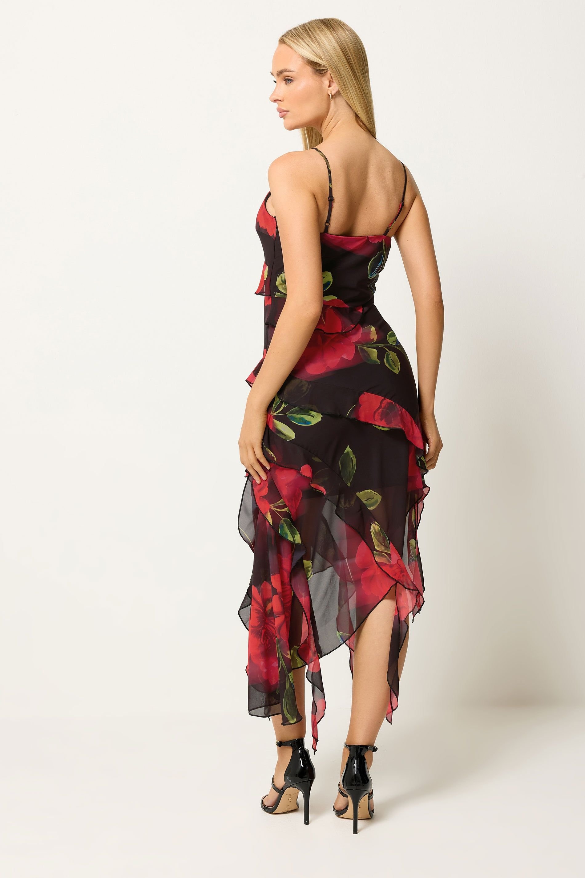 Star By Julien Macdonald Star by Julien Macdonald Women's Floral Ruffle Midi Dress in Black - 4