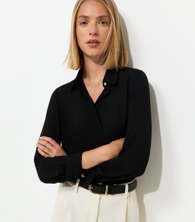 New Look Women's Black Plain Gold Button Shirt New Look - 2