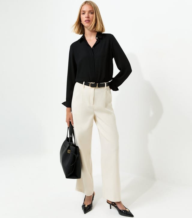 New Look Women's Black Plain Gold Button Shirt New Look - 3