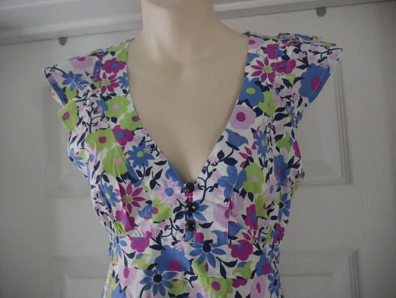 Carbon Carbon Dress Ladies Size 10 Multicoloured Daisy Cotton Summer Holiday Tea Dress