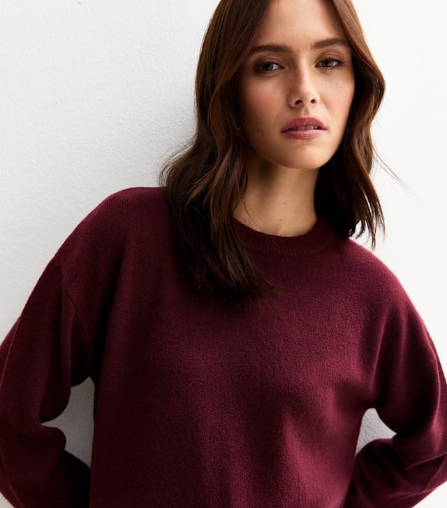 New Look Women's Light Burgundy Knitted Side Split Jumper New Look - 2