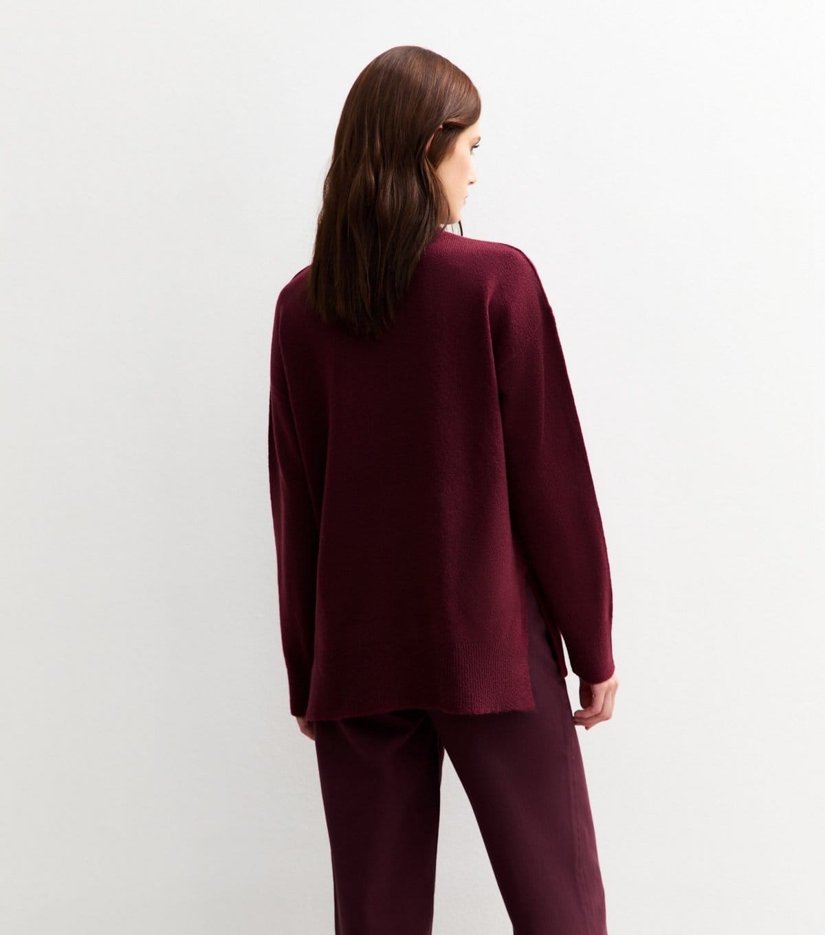 New Look Women's Light Burgundy Knitted Side Split Jumper New Look - 4