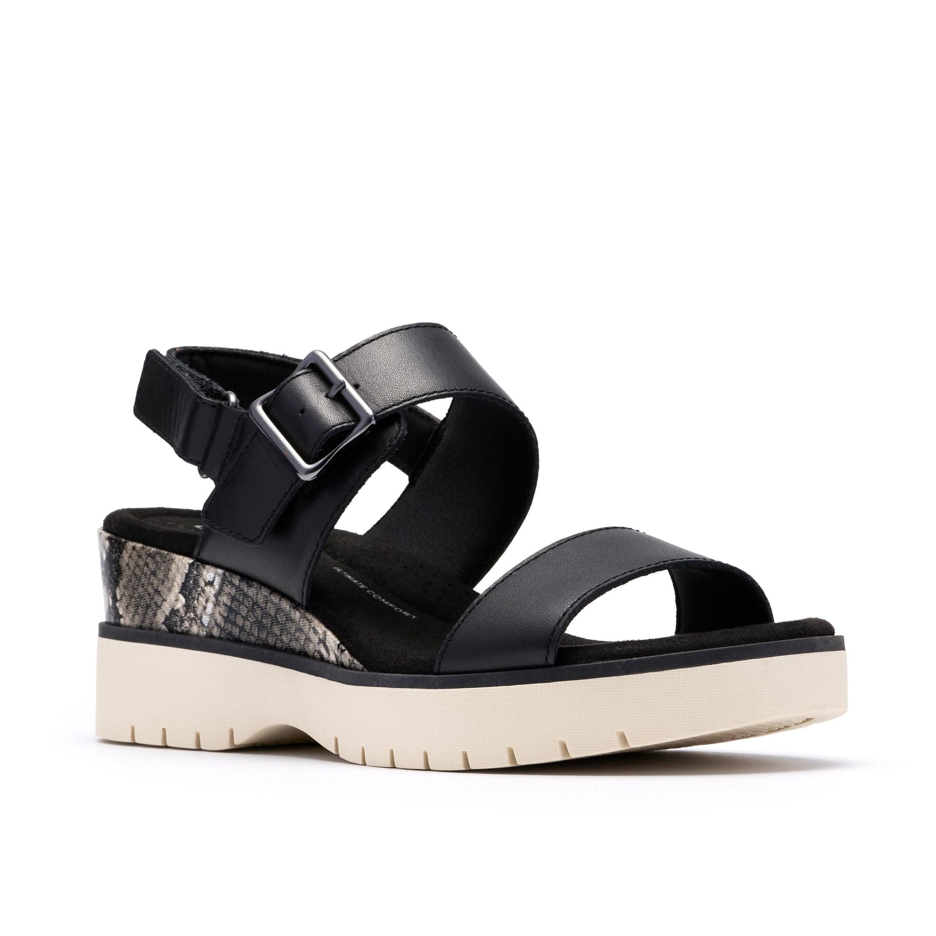 Clarks Clarks Women's Diaz Rose Black Combination Wedge Sandals - 4