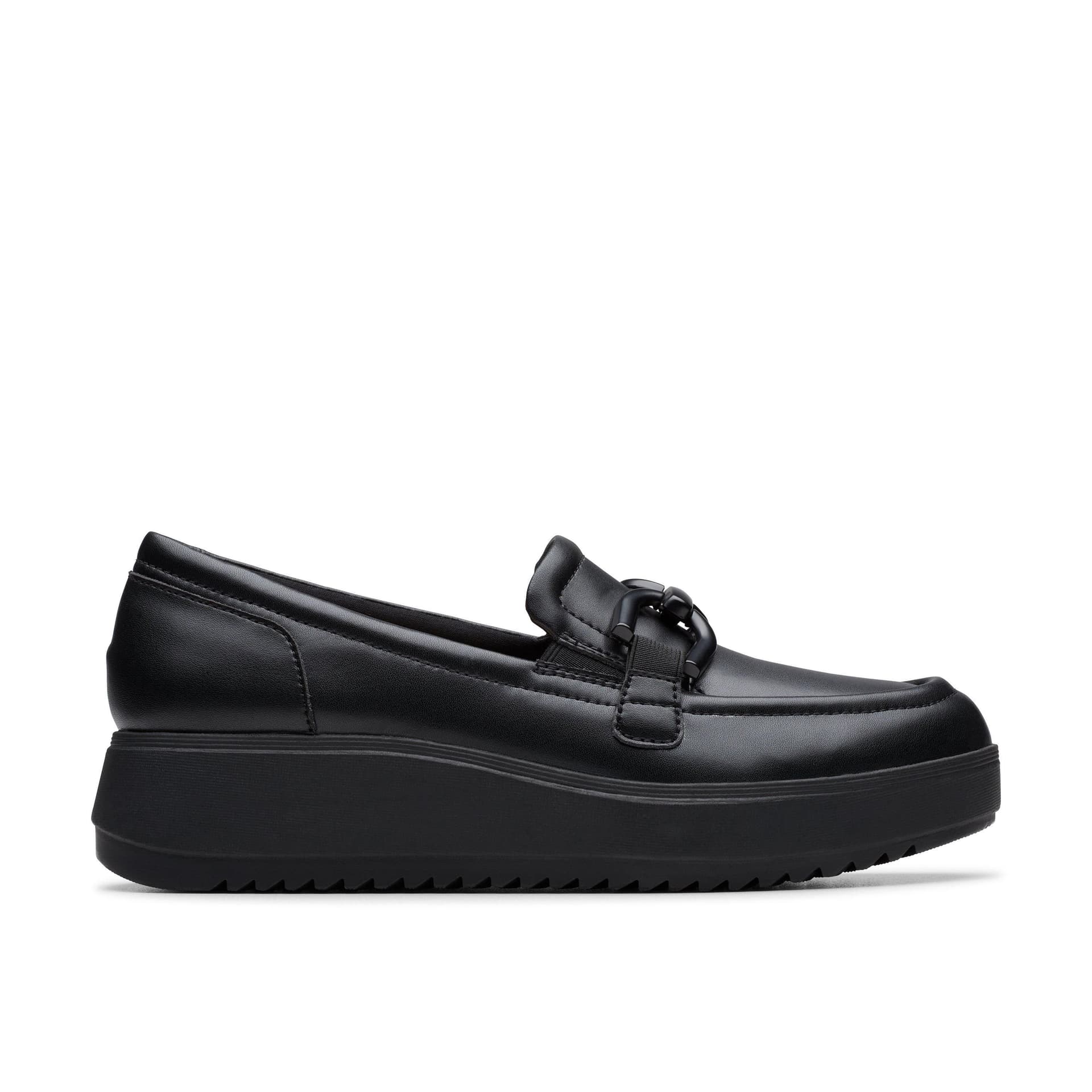 Clarks Clarks Women's Zylah Top Black Leather Loafers, Slip Ons