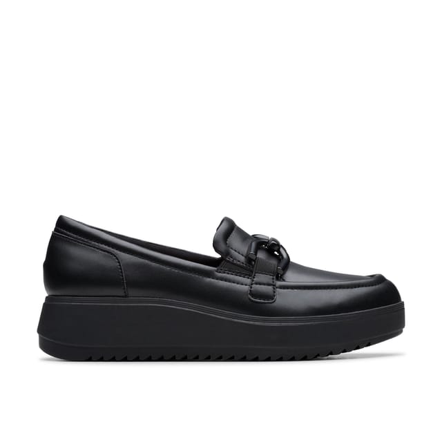 Clarks Clarks Women's Zylah Top Black Leather Loafers, Slip Ons - 3