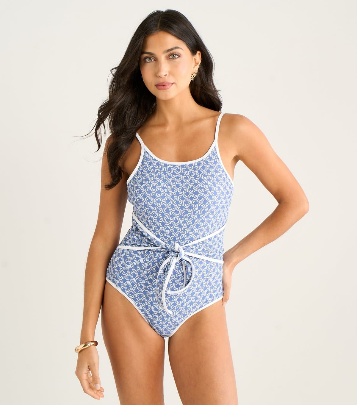 Gini London Women's Blue Patterned Swimsuit Gini London New Look