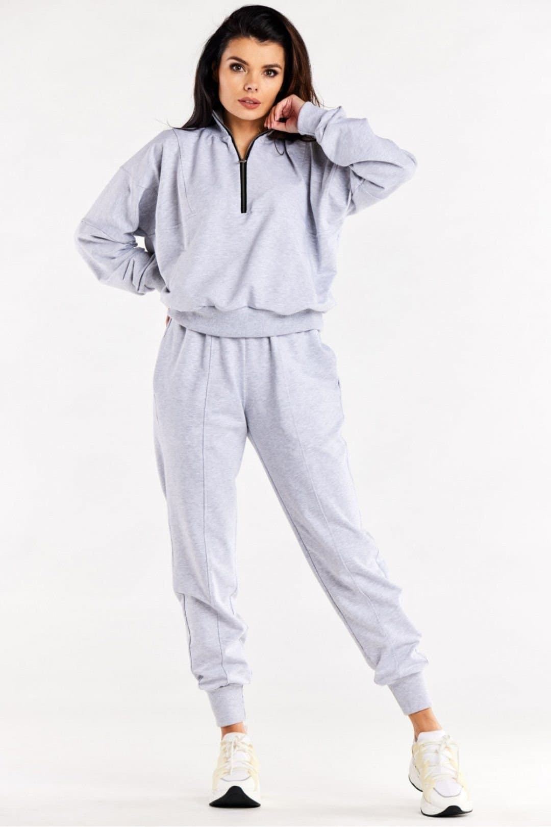 Love Lace Love Lace Women's Loose Rib Cuff Tracksuit Trousers With Seams in Grey