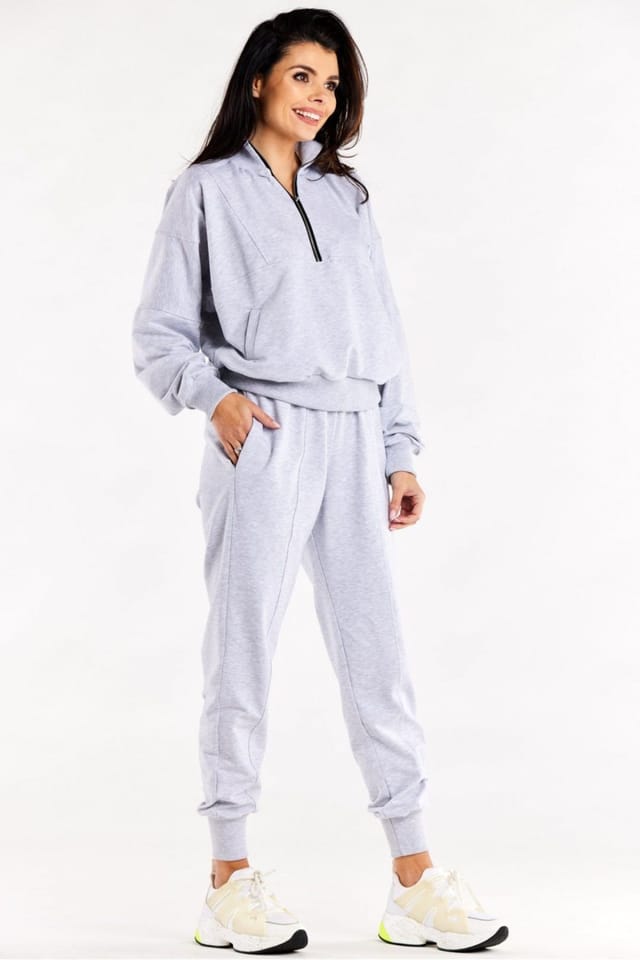 Love Lace Love Lace Women's Loose Rib Cuff Tracksuit Trousers With Seams in Grey - 2