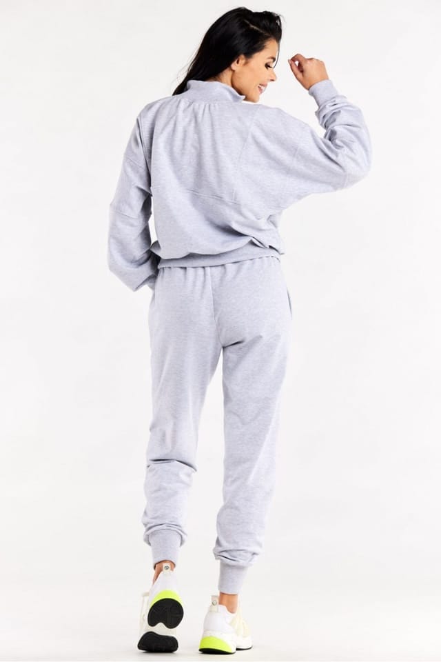 Love Lace Love Lace Women's Loose Rib Cuff Tracksuit Trousers With Seams in Grey - 3