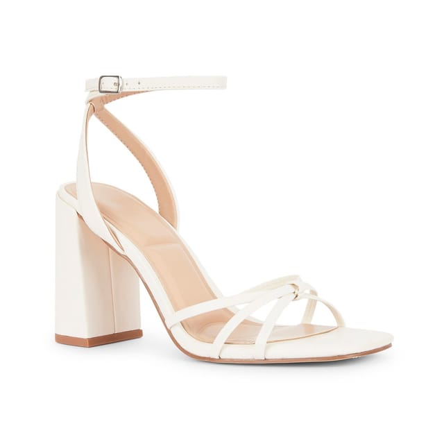 Truffle Collection Truffle Collection Women's Heeled Open Toe Sandals Buckle Strap PU Stiletto Heel Summer Shoes in Off-White - 3