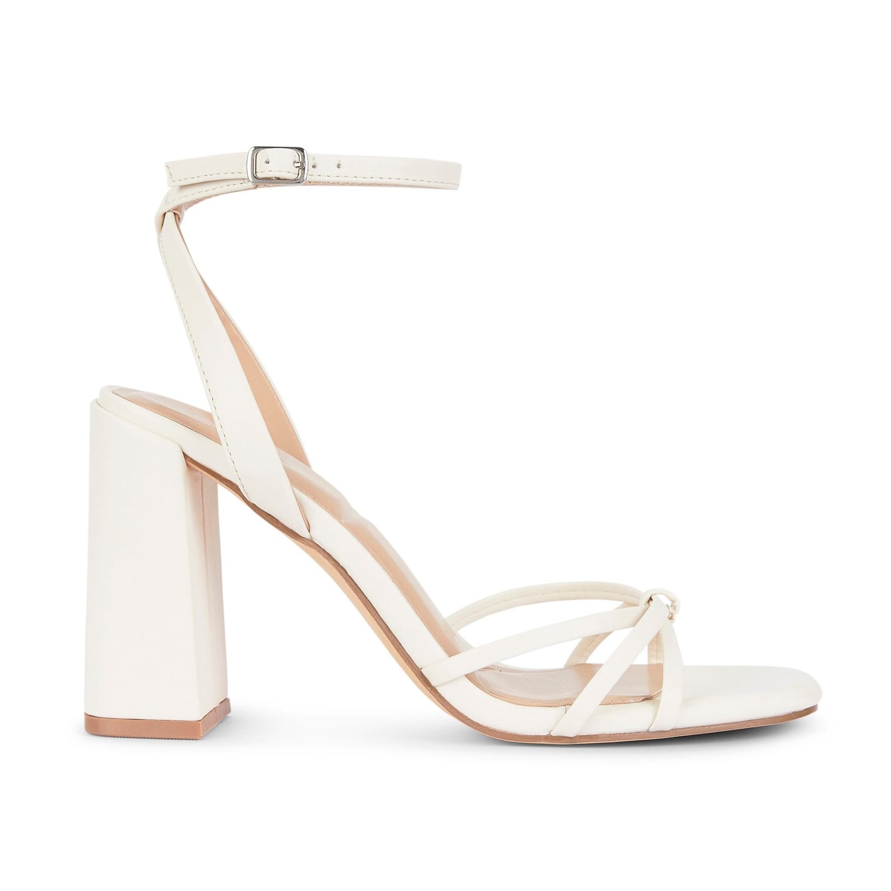 Truffle Collection Truffle Collection Women's Heeled Open Toe Sandals Buckle Strap PU Stiletto Heel Summer Shoes in Off-White - 4