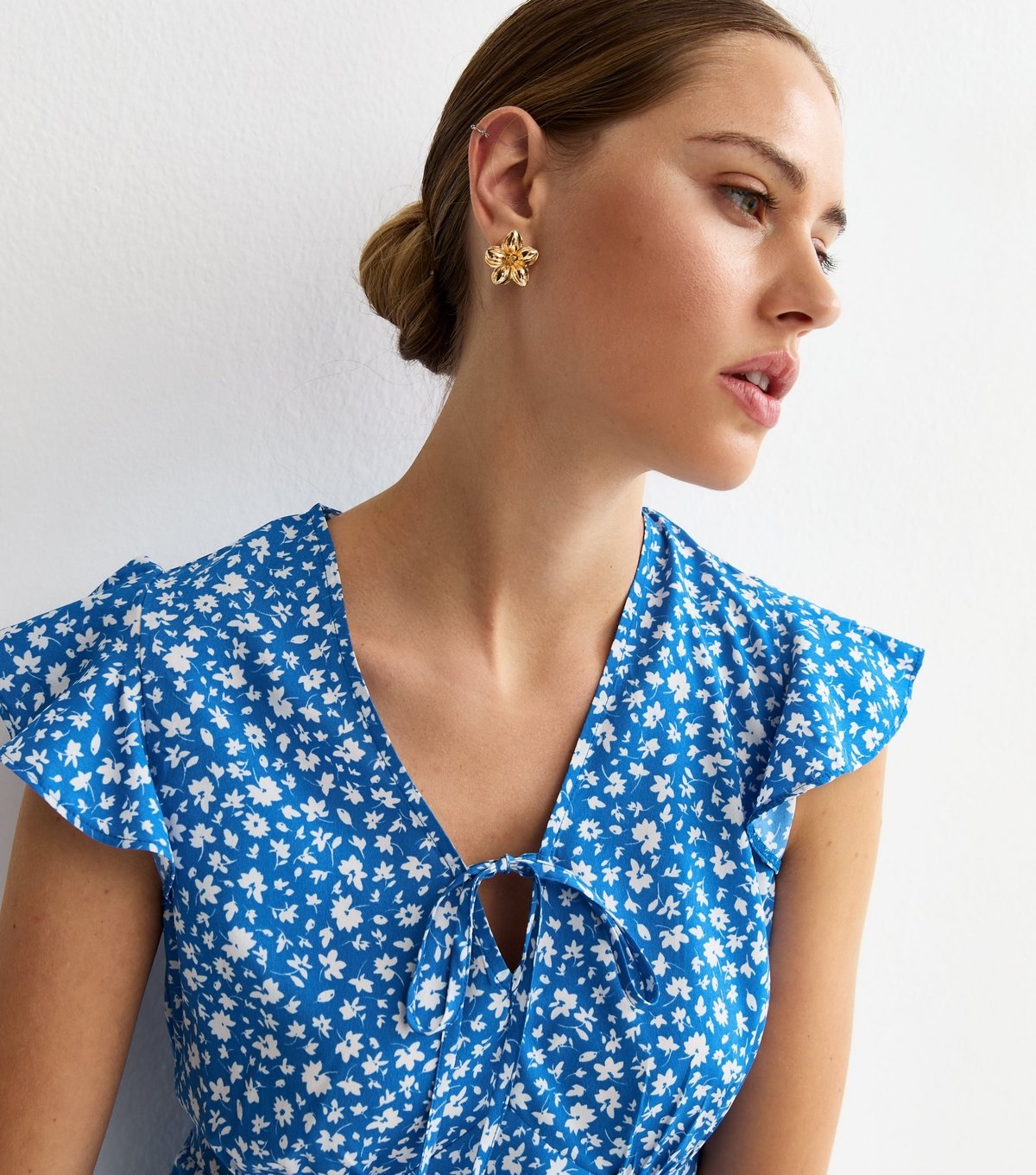 New Look Women's Blue Ditsy Floral Flutter Sleeve Midi Dress New Look - 2