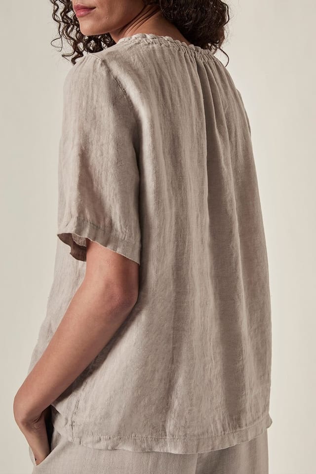 James Lakeland James Lakeland Women's Taupe Pure Linen Summer Blouse - 2
