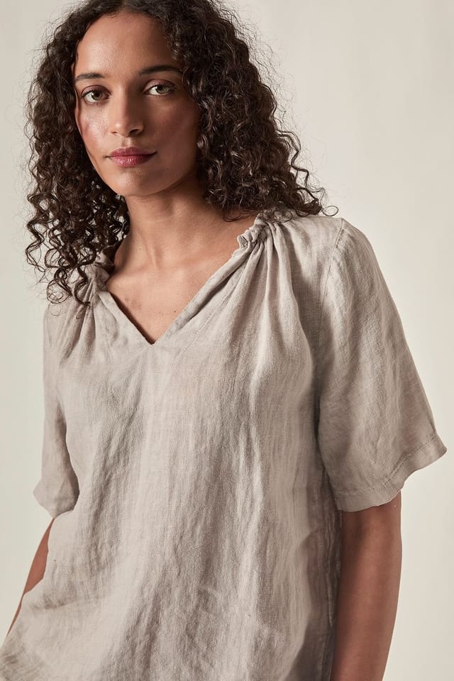 James Lakeland James Lakeland Women's Taupe Pure Linen Summer Blouse - 3