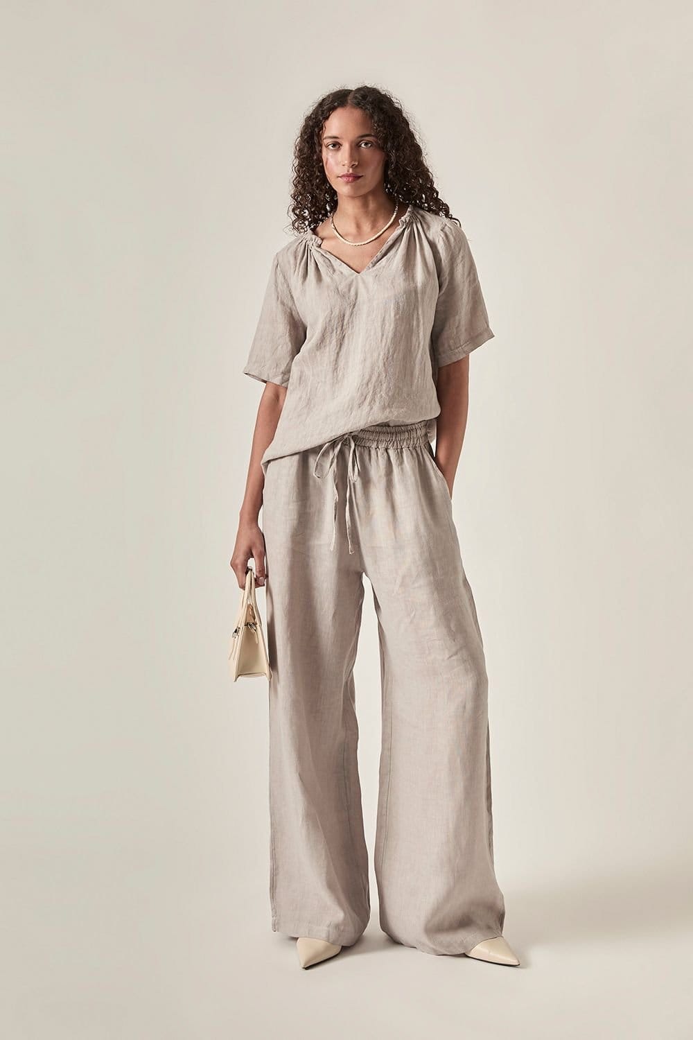 James Lakeland James Lakeland Women's Taupe Pure Linen Summer Blouse - 4