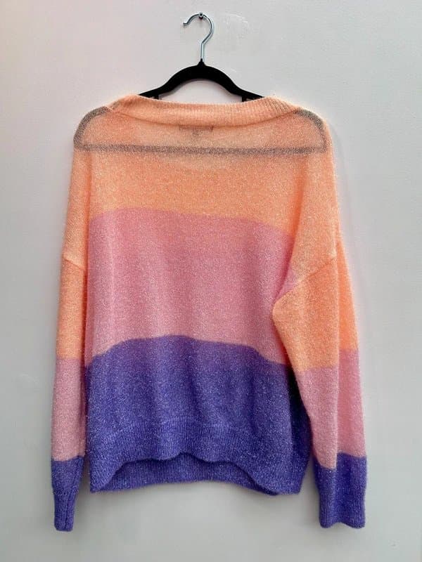 Oliver Bonas Oliver Bonas Size 16 Metallic Colour Block Jumper Orange Pink Purple Cosy Knit