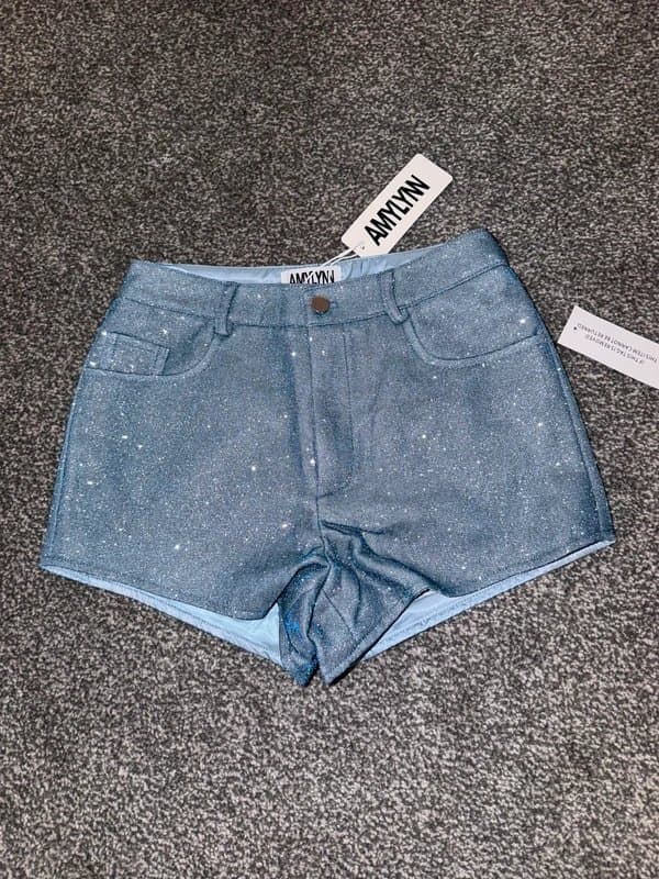Amy Lynn Amy Lynn Blue Sparkle Shorts Spring Summer - UK 10