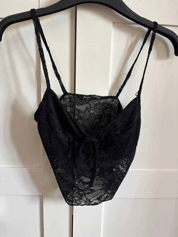 Bershka Bershka black lace corset look top