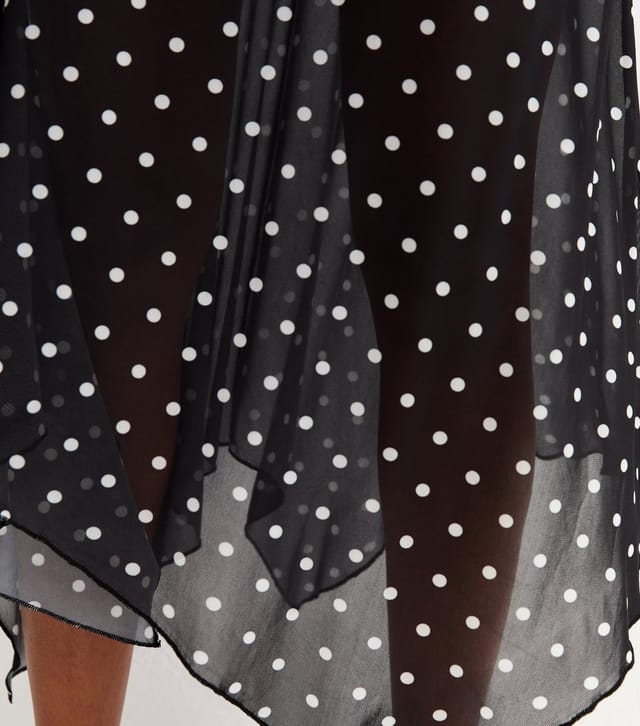 New Look Women's Black Mesh Polka Dot Hanky Hem Midi Skirt New Look - 3