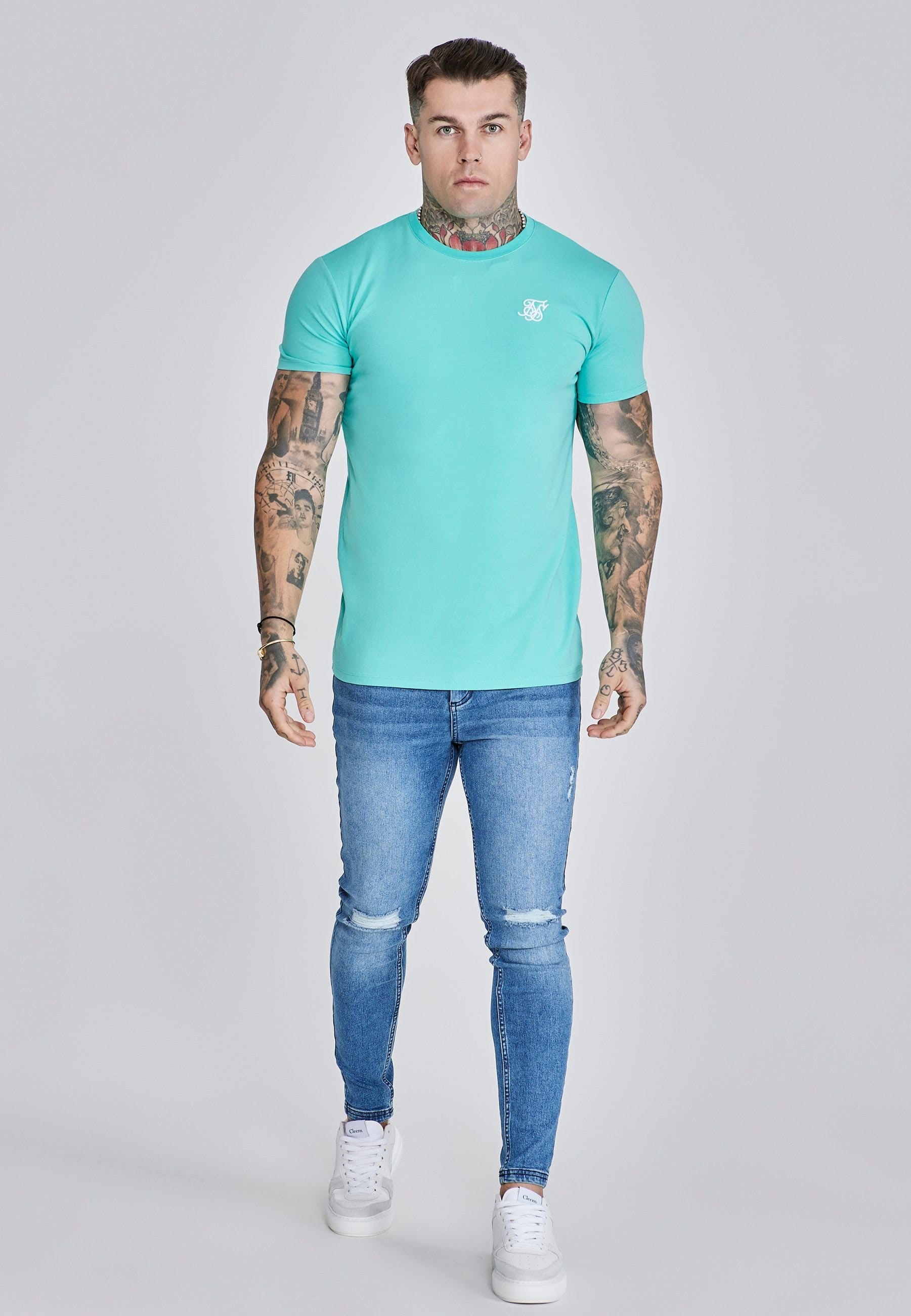 SikSilk SikSilk Men's Essentials T-Shirt in Green - 4