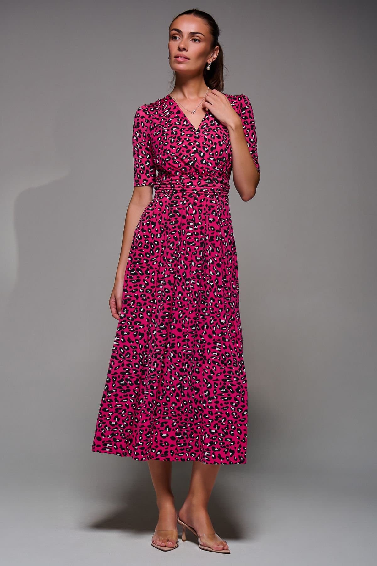 Jolie Moi Jolie Moi Women's Selene Animal Print Maxi Dress in Magenta