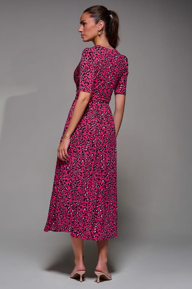 Jolie Moi Jolie Moi Women's Selene Animal Print Maxi Dress in Magenta - 2