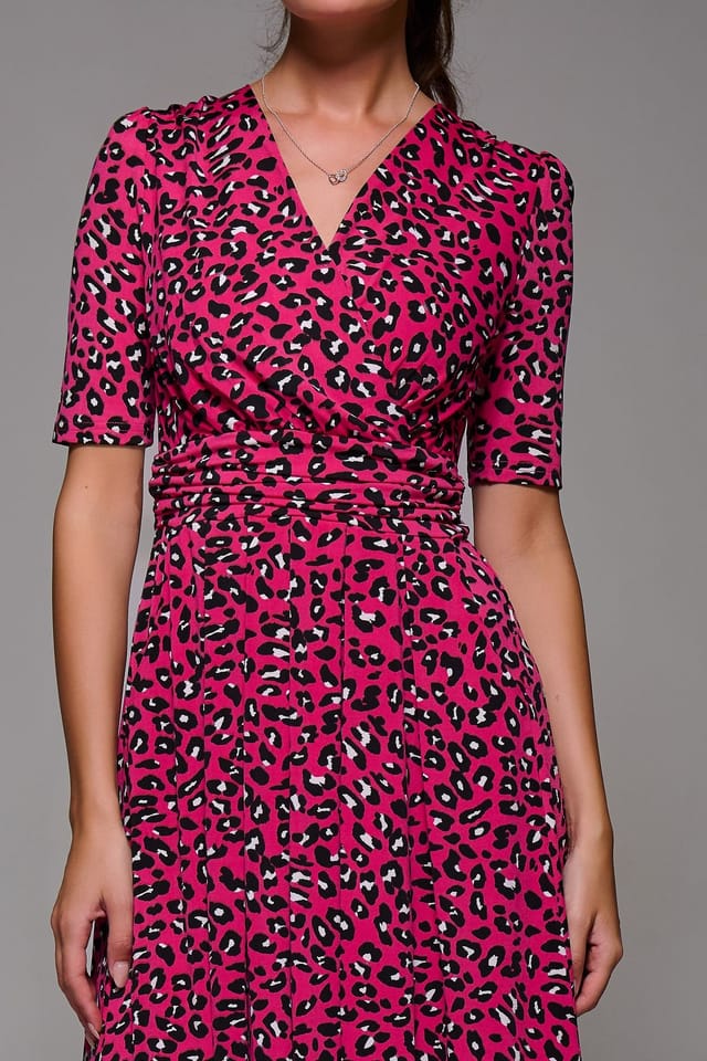 Jolie Moi Jolie Moi Women's Selene Animal Print Maxi Dress in Magenta - 3