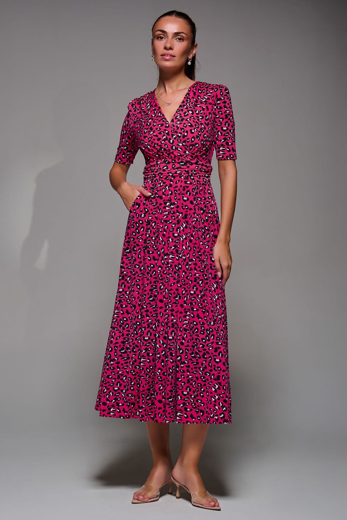 Jolie Moi Jolie Moi Women's Selene Animal Print Maxi Dress in Magenta - 4